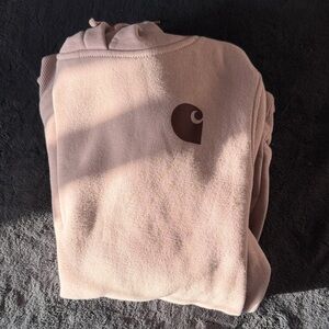 Carhartt Pink Pullover Hoodie with Brown Logo
